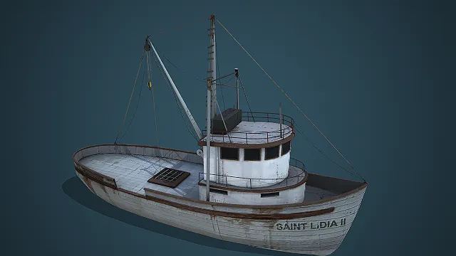 渔船模型  做旧质感  航海道具  金属护栏