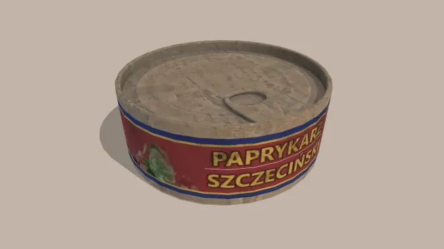 红色辣椒味道的破旧罐头食物