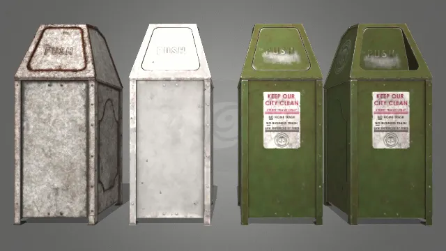 1920年代大型铁皮不同颜色竖桶垃圾箱