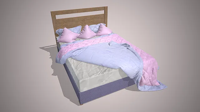 简约双人床  镂空床头板  绗缝与褶皱  北欧风床具
