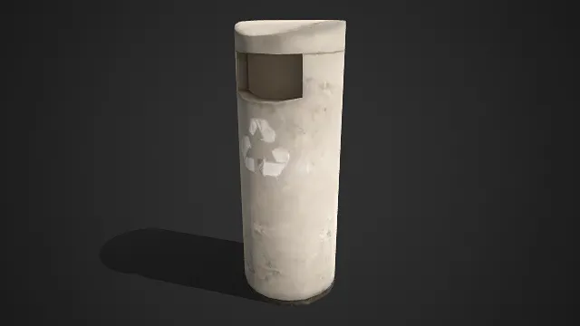 做旧风格  垃圾桶   圆柱形  白色  脏污磨损  公共环境  复古  