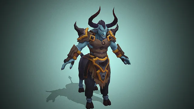 蓝肤牛头人魔裔  人牛双身  兽纹金属战甲  游戏部落狂战BOSS