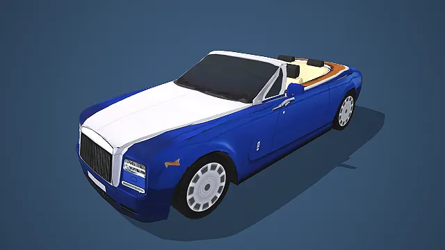 蓝白拼色豪华敞篷轿车 3D 模型