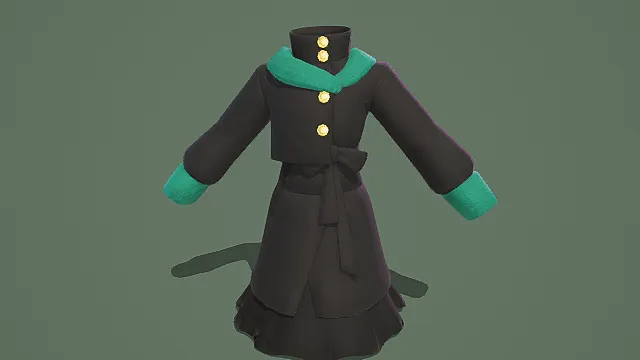 简约时尚设计风格撞色连衣裙3D服装模型
