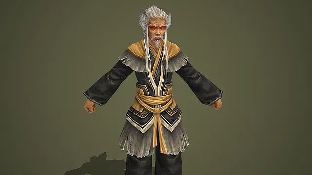 白发金领古风武师游戏角色模型