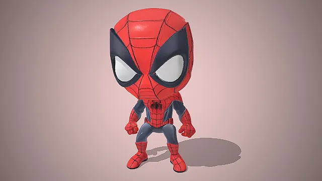 一个Q版风格的，常见漫威卡通角色3D蜘蛛侠模型