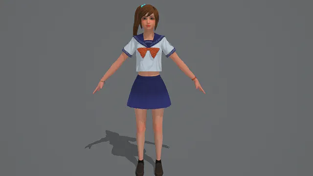 青春校园风水手服女性角色模型