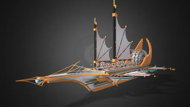 蒸汽朋克空中科技飞船概念模型