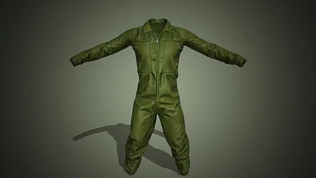 航空基地执勤军绿飞行连体服模型