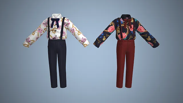 背带裤  玫瑰印花  衬衫套装  奢华感