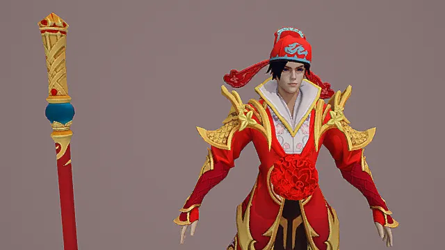 国风术法角色：官帽红袍金纹法师外观