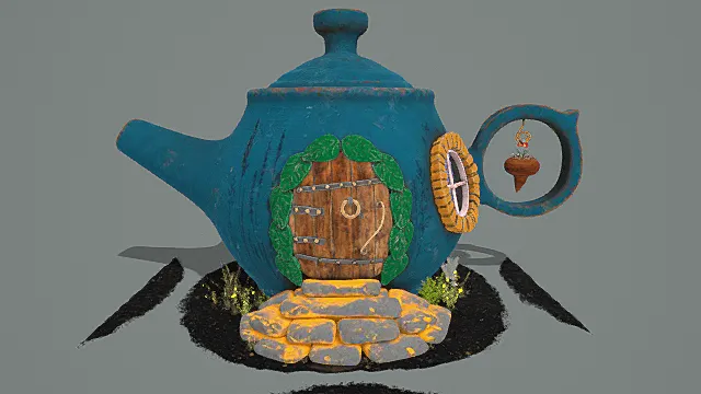 童话微缩风茶壶小屋3D模型