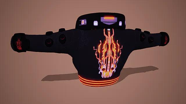 赛博朋克2077风格未来主义发光夹克3D模型