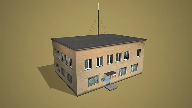 写实风格城市老旧办公楼 3D 模型