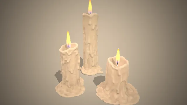 几株燃烧的蜡烛组合道具动画