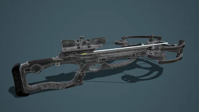 3D写实风现代十字弩模型，创意设计（3D武器、写实风格、现代十字弩、武器主题，军事元素）