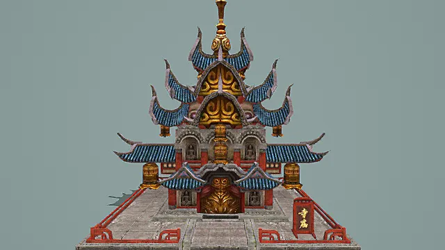 卡通风格中式奇幻寺庙建筑3D模型
