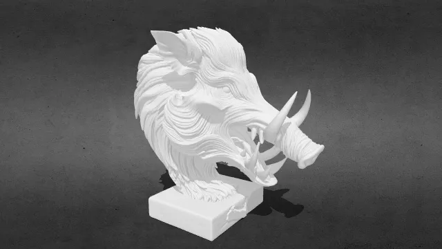 野猪精神雕塑 森林守护者半身像stl.stl