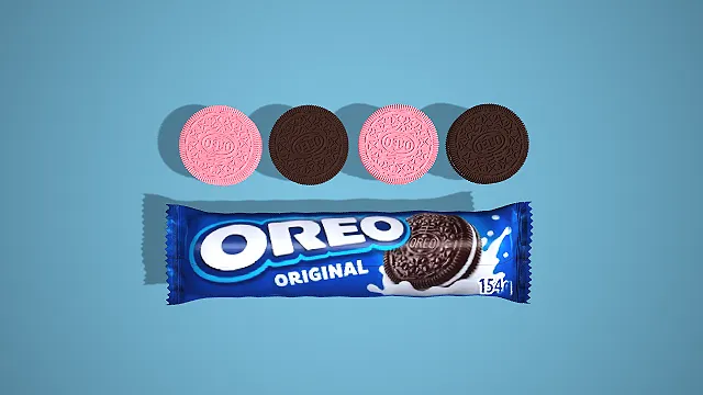 卡通风格奥利奥双色饼干组合 3D 低多边形零食场景装饰模型