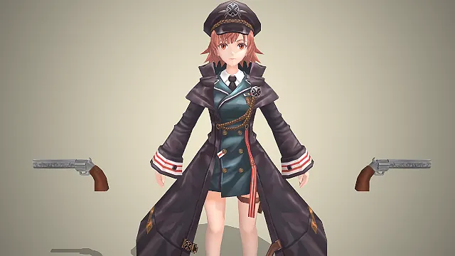 御姐少女  暗黑军官风衣  制式制服  枪战武器