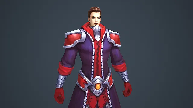 魔幻风格紫红镶边贵族法师游戏角色模型