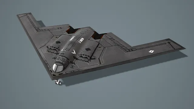 3D写实风格隐形战机模型，创意设计（3D战机、写实风格、硬核科技感，军事科幻主题，物品元素）