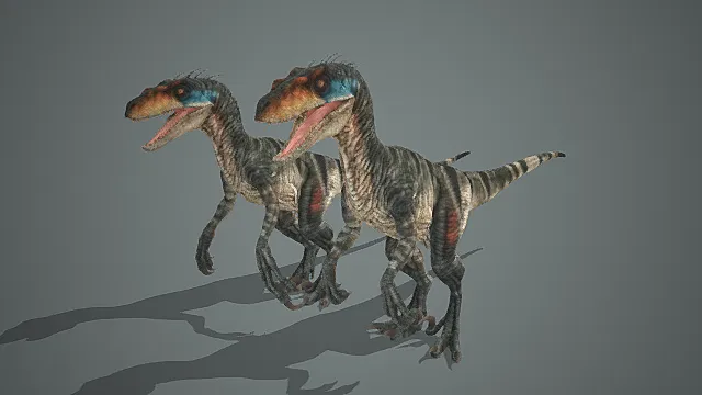 写实迅猛龙族群模型