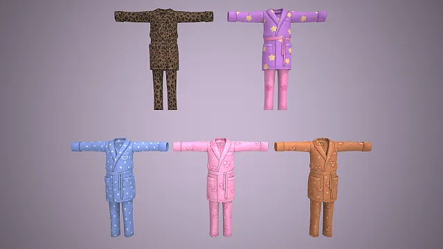 睡袍套装  居家风  系带收腰  可爱风  印花