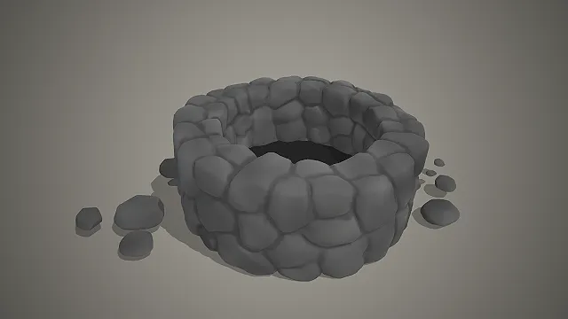 一个由圆润石块堆砌而成的环形石砌火坑