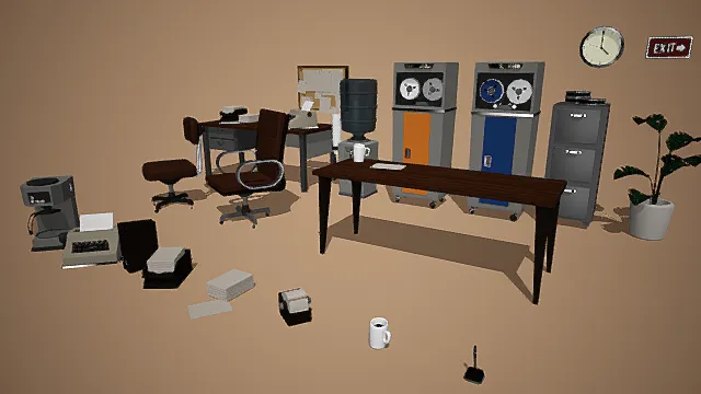 60年代办公室道具 3D模型