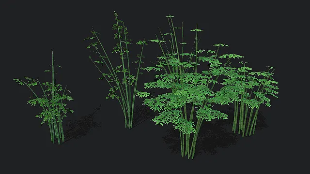 卡通手绘竹林 竹子植物3d模型