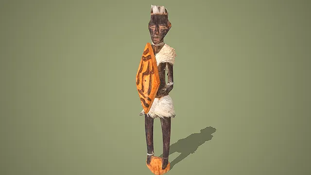 非洲马孔德风格装饰布料立姿木雕人像 3D 模型