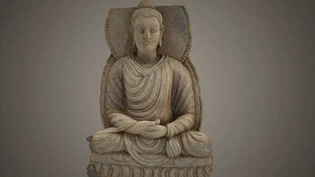 国风禅意风格石佛造像摆件 3D 模型