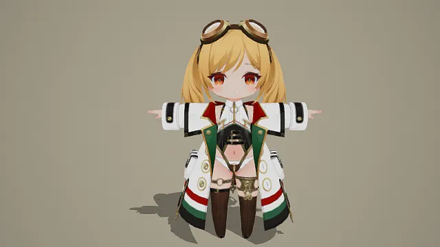 3D卡通风Q版科研风少女角色模型，创意设计（3D Q版少女、卡通风格、可爱炫酷、科研主题、混搭元素）