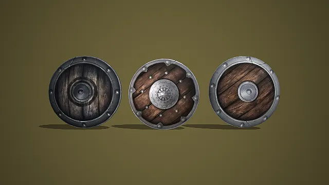 中世纪粗犷木质圆盾套装 3D 模型