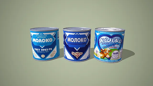 俄罗斯风格加糖炼乳罐装 3D 模型