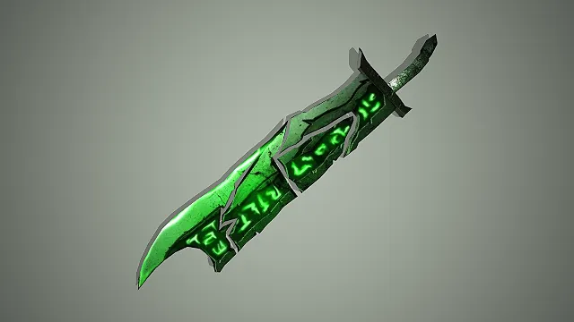 邪灵腐蚀长刀  翠绿色荧光  暗黑符文  亡灵魔法