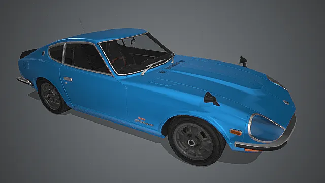 写实复古蓝色跑车模型