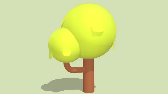 可爱卡通树低多边形植物