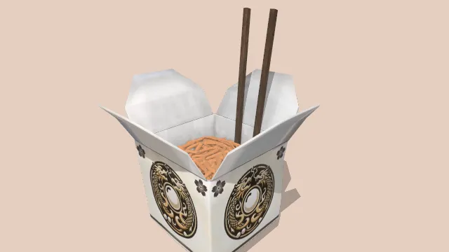 外卖盒子配面条和筷子食物