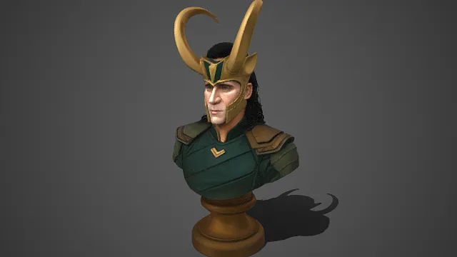 漫威角色  洛基  半身胸像  长发  弯角头盔  邪魅  