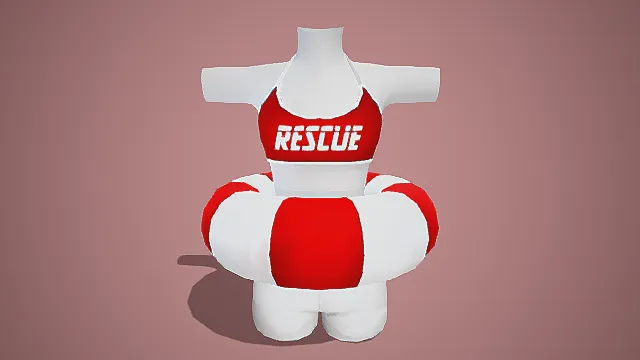 运动型冲浪潜水游泳  女生服饰带泳圈3D模型