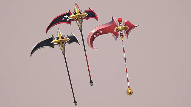 奇幻萌系镰刀游戏武器3D模型 