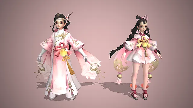 古风仙侠风  角色套装设计  萝莉少女  樱花元素