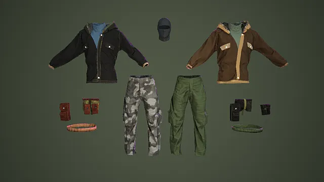 多功能军用战术装备与服装3D模型包