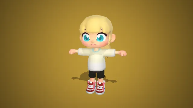 金长发白衫萌系 Q 版女童：晴光小甜妹卡通模型