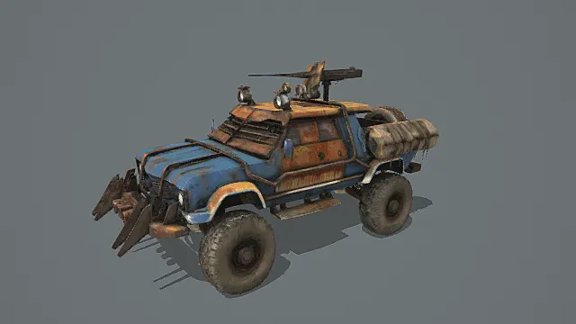 废土战车风拼接装甲皮卡3D模型