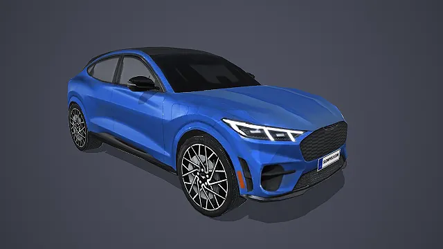 蓝黑现代轿跑 SUV 带流线造型写实模型