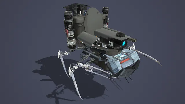 3D卡通风格机械蜘蛛模型，创意设计（3D机械蜘蛛、卡通风格、科幻风，物品设计主题）