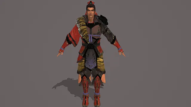 国风武将风格男性角色模型